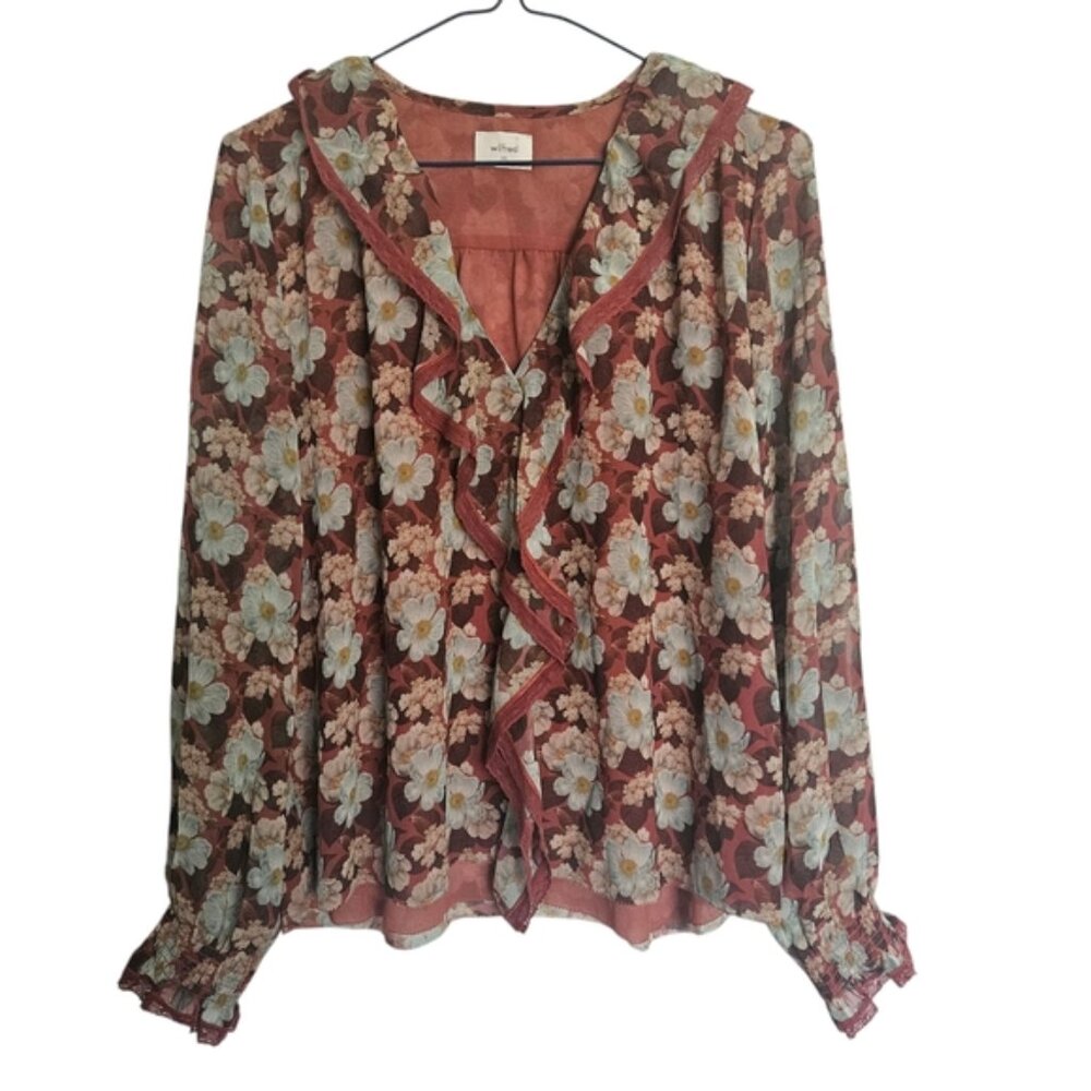 Aritzia Wilfred Eden Floral Ruffle Blouse Size XS